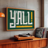Y'all Typography Green and Gold Wall Art Print Poster Decor: 12″×18″