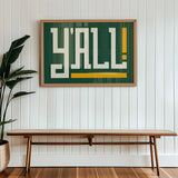 Y'all Typography Green and Gold Wall Art Print Poster Decor: 12″×18″