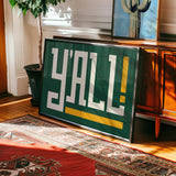 Y'all Typography Green and Gold Wall Art Print Poster Decor: 12″×18″