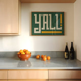 Y'all Typography Green and Gold Wall Art Print Poster Decor: 12″×18″