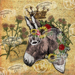 Donkey with Crown -  Square Artwork: Large - 24"