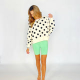 Polka Dot Crop Sweatshirt: S/M