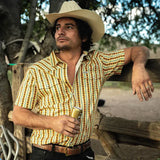 Serape Pearl Snap Short Sleeve - Apricot: L