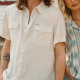 The Wyatt Pearl Snap Short Sleeve Solid Shirt: Washed Indigo Chambray / Medium