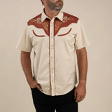 The Cody Western Short Sleeve Shirt: Oat / Medium