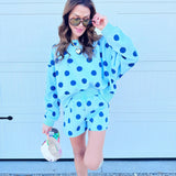 Blue Polka Dot Crop Sweatshirt: S/M