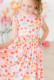 Retro Picnic Flutter Sleeve Twirl Dress: 5/6