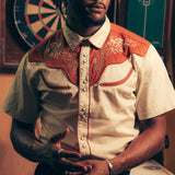 The Cody Western Short Sleeve Shirt: Oat / Medium