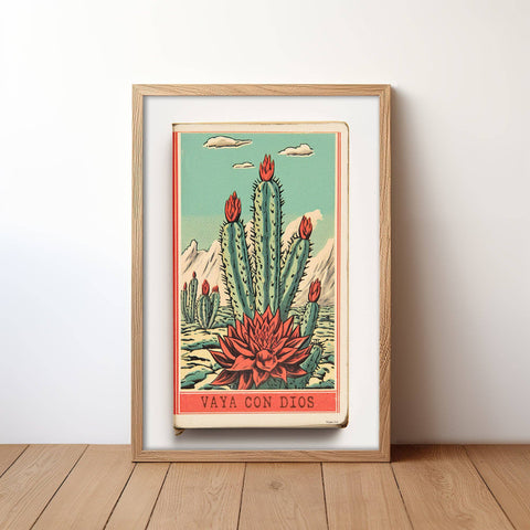 Cactus Landscape Matchbook Vaya Con Dios Art Print: 12″×18″