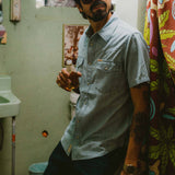 The Wyatt Pearl Snap Short Sleeve Solid Shirt: Washed Indigo Chambray / Medium