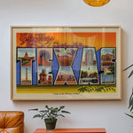 Greetings From Texas Vintage Postcard Print Orange: 20″×30″