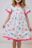 Rainbow Dot Pom Pom Dress: 7/8