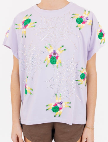 QOS Lavender Sparkle Spider Tee