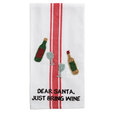 Wine Beaded Xmas Towel