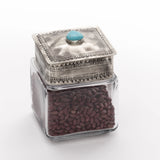 Small Glass & Turquoise Canister