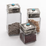 Medium Glass & Turquoise Canister