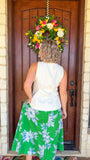 Green Floral Midi Skirt