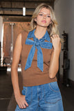 Camel Denim Tie Top