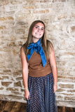 Navy Brown Plaid Skirt