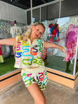 Neon Squiggle Sparkle Shorts