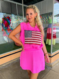 Pink Knit Mini Skirt