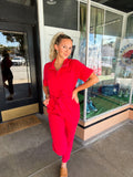 Red Utility Jumpsuit