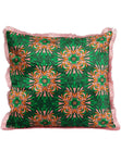 Green Floral Square Pillow