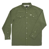 Olive Green Long Sleeve Pearl Snap