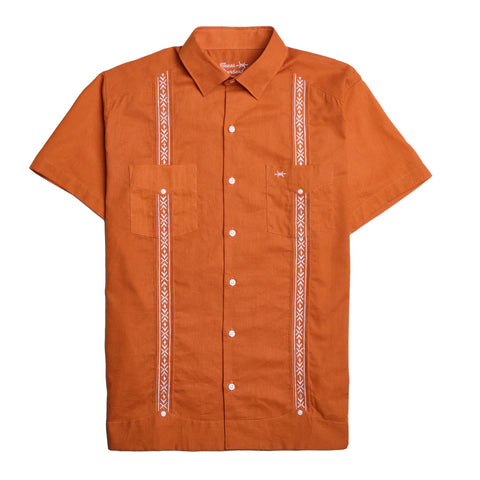 Tejas Guayabera- Burnt Orange