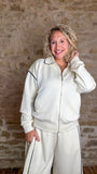 Cream Comy Zip Top