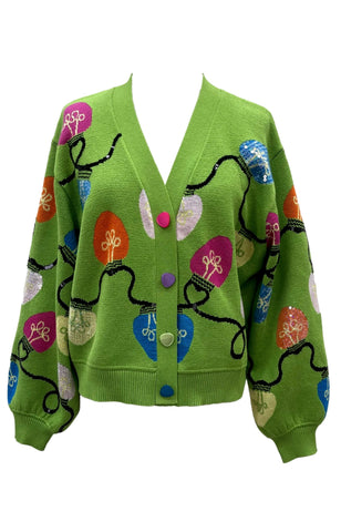 Green Christmas Lights Cardigan