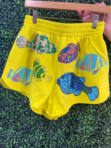 Neon Fish Sparkle Shorts