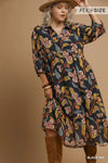 Curvy Fall Floral Midi Dress