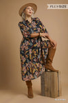 Curvy Fall Floral Midi Dress