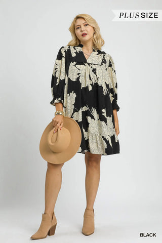 Cuvry B&W Floral Dress