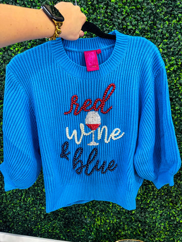 Sparkle Red, Wine, & Blue Sweater