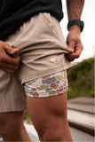 Khaki Athletic Shorts- Camo Liner