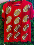 Queen Sparkle Football Tee- Red