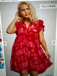 Curvy Red Mix Floral Dress