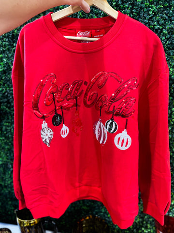 Sparkle Red Coca-Cola Ornament Sweatshirt