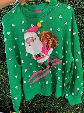 Santa Sparkle Skiing Sweatshirt