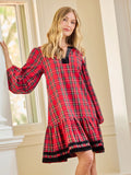Sierra Plaid Dress- Red