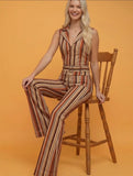 Belted Striped Jumpsuit