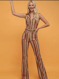 Belted Striped Jumpsuit