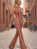 Belted Striped Jumpsuit
