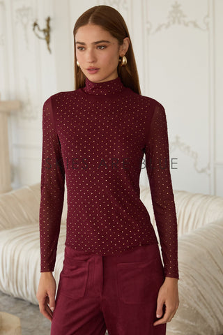 Burgundy Diamond Fitted Top