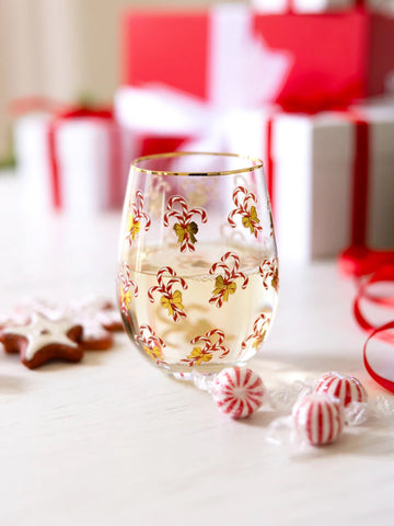 Candy Cane Stemless Glass