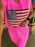 Pink Knit Mini Skirt