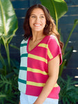Summer Sweater-Mint Pink Stripe