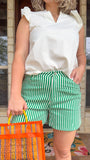 Green Striped Shorts